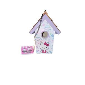 Sanrio Hello Kitty Wooden Birdhouse Pastel Rainbow Hanging Garden Decor NEW